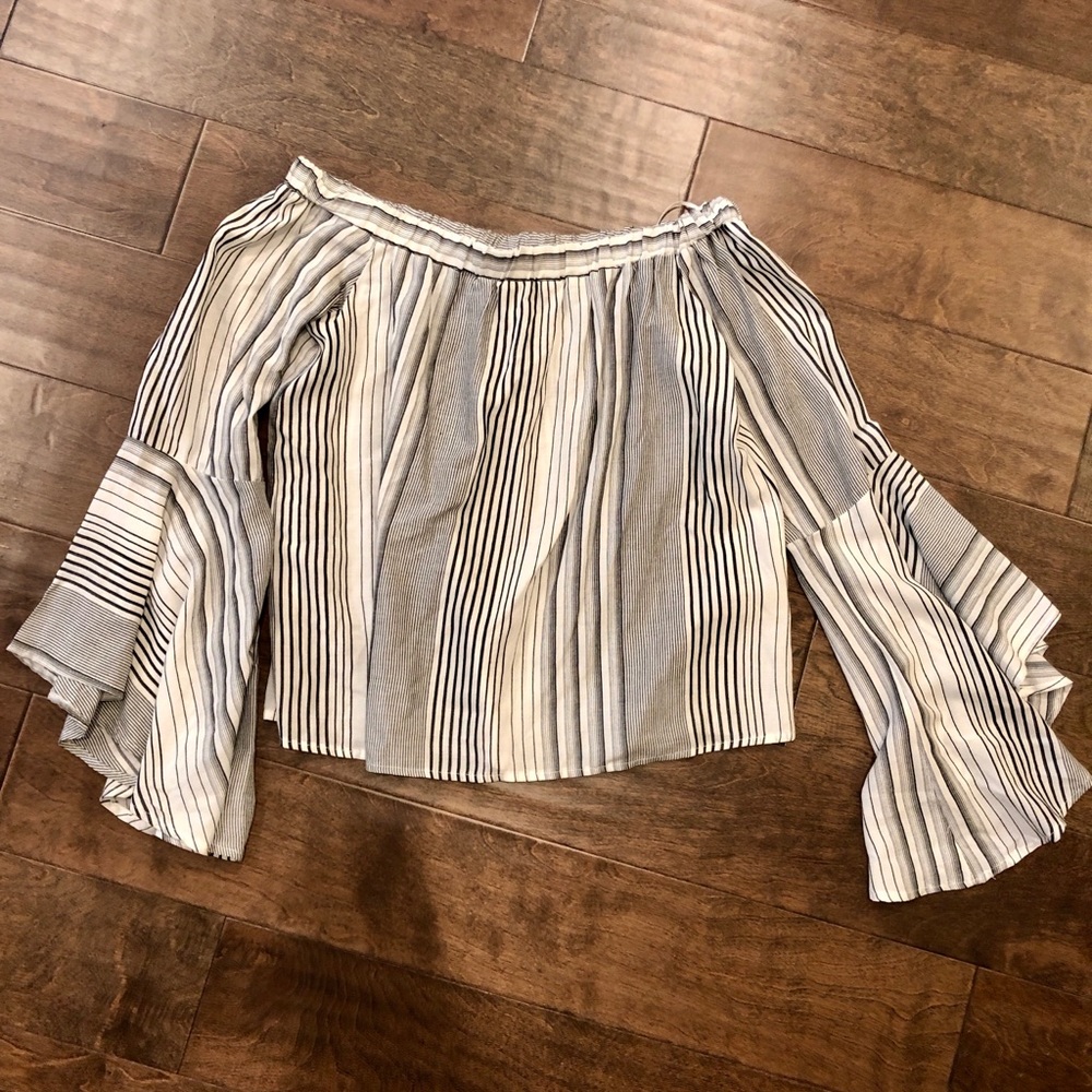 Striped off shoulder top